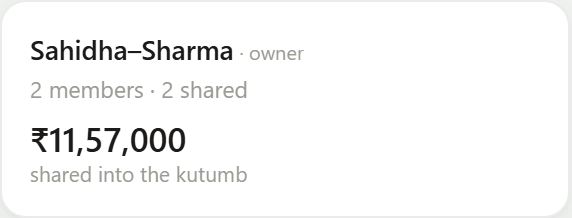 Kutumb cards — cross-household sharing across families
